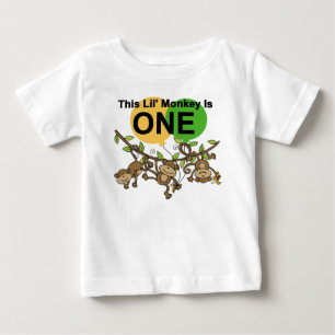 振動猿の第1誕生日のTシャツおよびギフト ベビーTシャツ