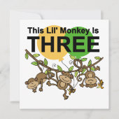 振動猿の第3誕生日のTシャツおよびギフト カード (正面)