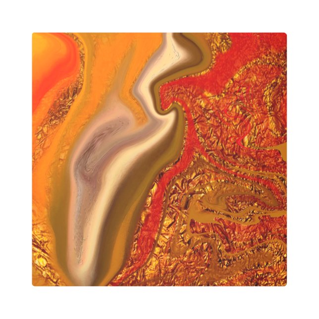 振動，茶色，禅，チャクラ，磁気， メタルプリント (正面)