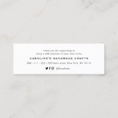 挿入した手書き感謝していレタリングハート スキニー名刺 (裏面)