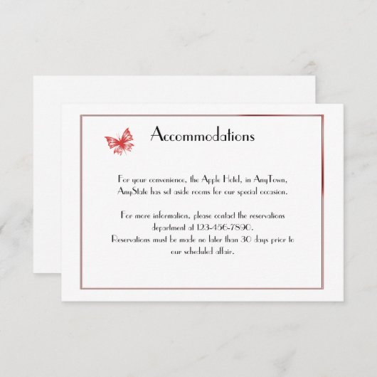 挿入物を結婚する柿の蝶ハート エンクロージャーカード (正面/裏面)