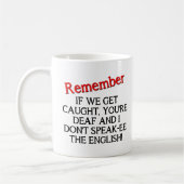 捕まっちゃったらどうしよう Funny Mug コーヒーマグカップ (左)
