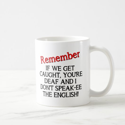 捕まっちゃったらどうしよう Funny Mug コーヒーマグカップ (右)