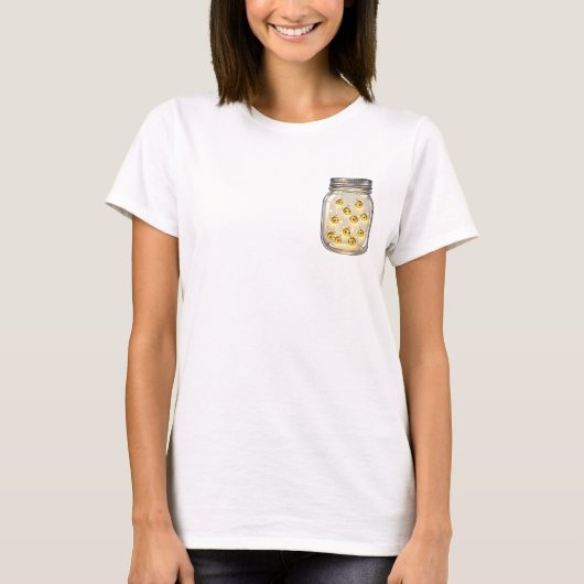 捕らわれた輝き: 笑顔の可愛いホタル Tシャツ (正面)