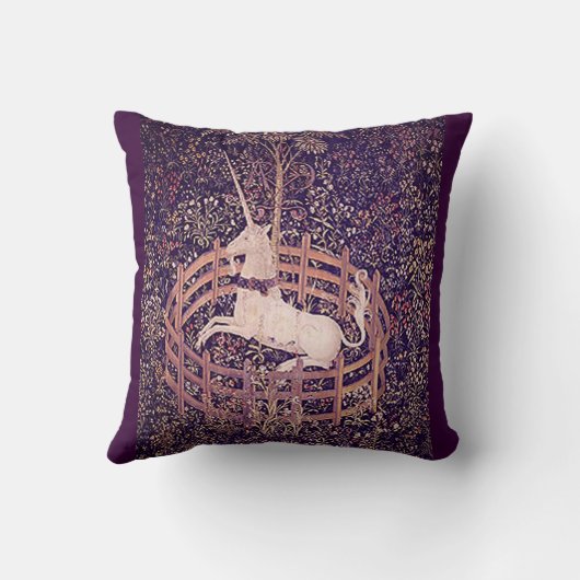 捕われの身のタペストリーの枕のヴィンテージのユニコーン クッション (裏面)