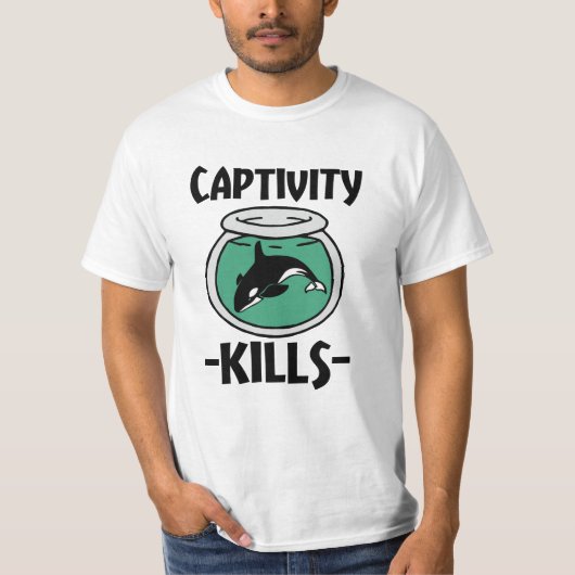 捕われの身の殺害はシャチのクジラの人のワイシャツを放します Tシャツ (正面)