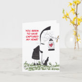 捕獲されたハートバレンタインデーのカード カード (黄色い花)