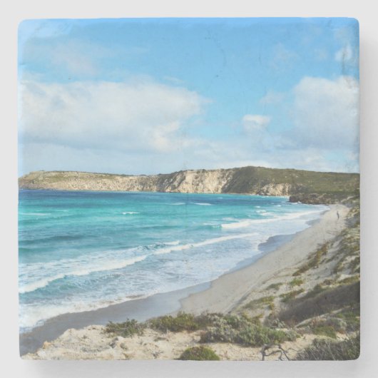 「捕獲された美しい:象徴的な海岸線カンガルー島 ストーンコースター (正面)