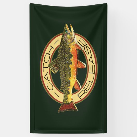 捕獲物および解放のカワマスの魚釣り 横断幕 (縦)