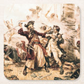 捕獲、ブラックビアード、クィーン・アンズ・リベンジ スクエアペーパーコースター (正面)