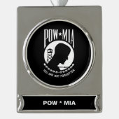 捕虜MIAアメリカ軍隊英雄捕虜 シルバープレートバナーオーナメント (正面)