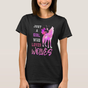 捕食動物ハウリングオオカミ女カラフルの子 Tシャツ