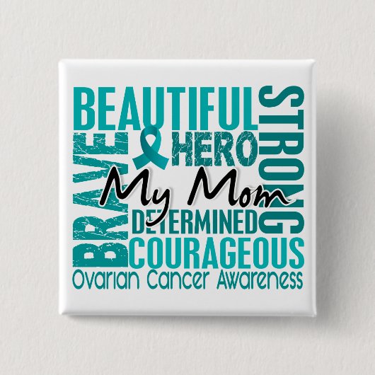 捧げ物の正方形のお母さんの卵巣癌 缶バッジ (正面)