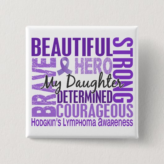 捧げ物の正方形の娘のHodgkinsのリンパ腫 缶バッジ (正面)