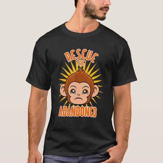 捨てられたかわいいサル動物の救出 Tシャツ (正面)