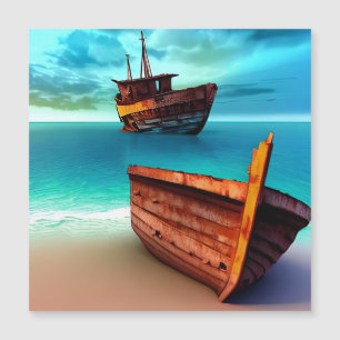 捨てられたビーチに捨てられた船