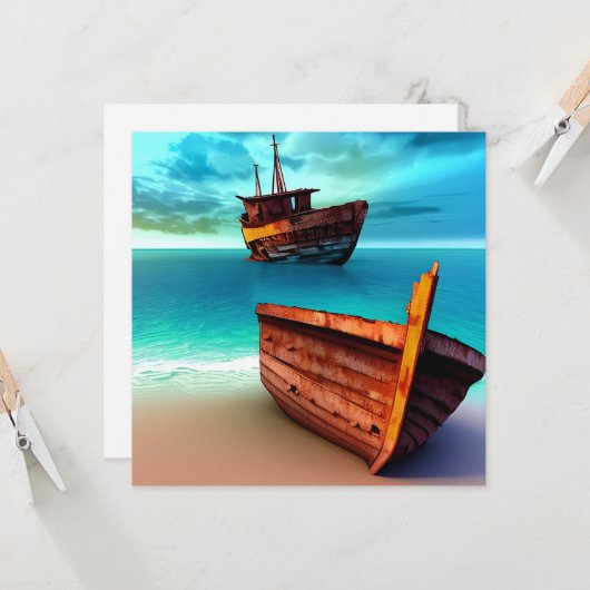 捨てられたビーチに捨てられた船 カード (正面/裏面インサイチュ)