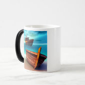 捨てられたビーチに捨てられた船 モーフィングマグカップ (正面左)