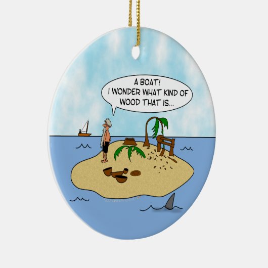 捨てられた島のおもしろいな漫画Woodturner セラミックオーナメント (右)