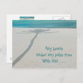 捨てられた白い砂のビーチ、シャドーローンパームツリー ポストカード (正面/裏面)