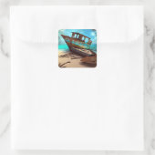 捨てられた砂浜の古いビーチ スクエアシール (バッグ)