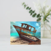 捨てられた砂浜の古いビーチ ポストカード (スタンド正面)