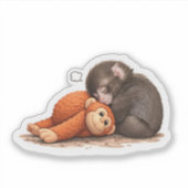 捨てられた赤ちゃんサルと慰めの人形 シール (正面)