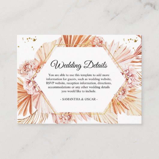 捨てテラコッタ乾燥パームリーフオレンジフレーム エンクロージャーカード (正面)