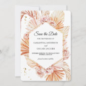 捨てテラコッタ乾燥パームリーフオレンジフレーム セーブザデート (正面)