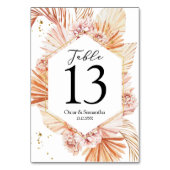 捨てテラコッタ乾燥パームリーフオレンジフレーム テーブルナンバー (正面)