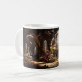 捨て建物と花 コーヒーマグカップ (正面左)