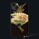 捲縮付きオリエンタルファン付きフローラデザイン iPhone 13ケース<br><div class="desc">東絵画洋扇風機の縮れたデザイン。黒い背景を使用すると、扇の上の色がポップ・アートのプリントから消えます。つるこれを壁に！</div>