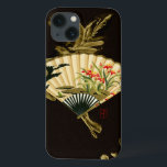捲縮付きオリエンタルファン付きフローラデザイン iPhone 13ケース<br><div class="desc">東絵画洋扇風機の縮れたデザイン。黒い背景を使用すると、扇の上の色がポップ・アートのプリントから消えます。つるこれを壁に！</div>