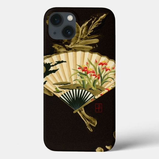 捲縮付きオリエンタルファン付きフローラデザイン Case-Mate iPhoneケース (裏面)