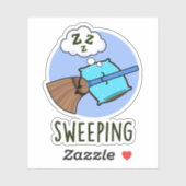 掃きおもしろい出す眠る箒 シール (シート)