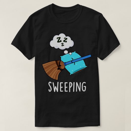掃きおもしろい出す眠る箒 Tシャツ (デザイン正面)