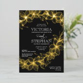 掃エレガント除フローラ植物冬の結婚式 箔招待状 (立ち正面)