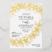 掃エレガント除フローラ植物学春の結婚式 箔招待状 (正面)