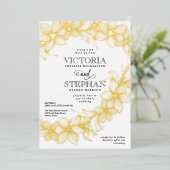掃エレガント除フローラ植物学春の結婚式 箔招待状 (立ち正面)