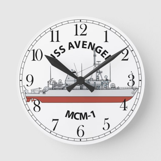 掃海母艦 アヴェンジャー MCM-1 ラウンド壁時計 (正面)