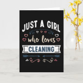 掃除が好きなだけの女の子の面白いギフト カード (黄色い花)