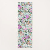 掃除された遠くにな淡いブルーの熱帯花柄 ヨガマット (正面)