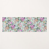 掃除された遠くにな淡いブルーの熱帯花柄 ヨガマット (正面(横))