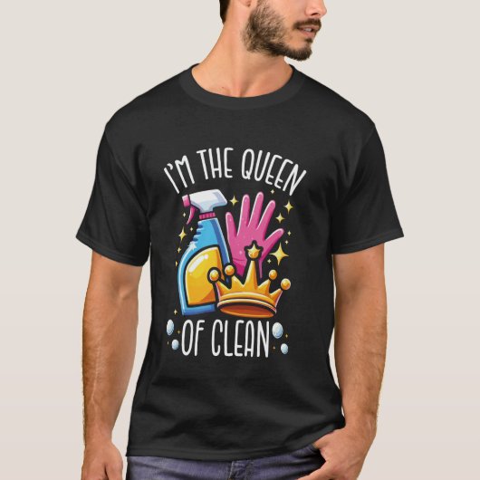掃除の女王のユニフォーム おもしろ ハウスキーピング Tシャツ (正面)