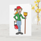 掃除婦 カード (黄色い花)