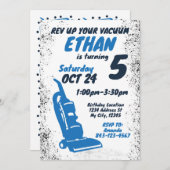 掃除機の誕生日の招待状BLUE 招待状 (正面/裏面)