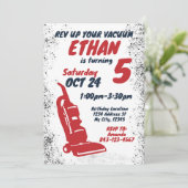 掃除機の誕生日の招待状RED 招待状 (スタンド正面)