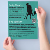 掃除機シルエット，家政婦，メイド チラシ (手)