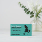 掃除機シルエット，家政婦，メイド 名刺 (スタンド正面)