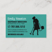 掃除機シルエット，家政婦，メイド 名刺 (正面)